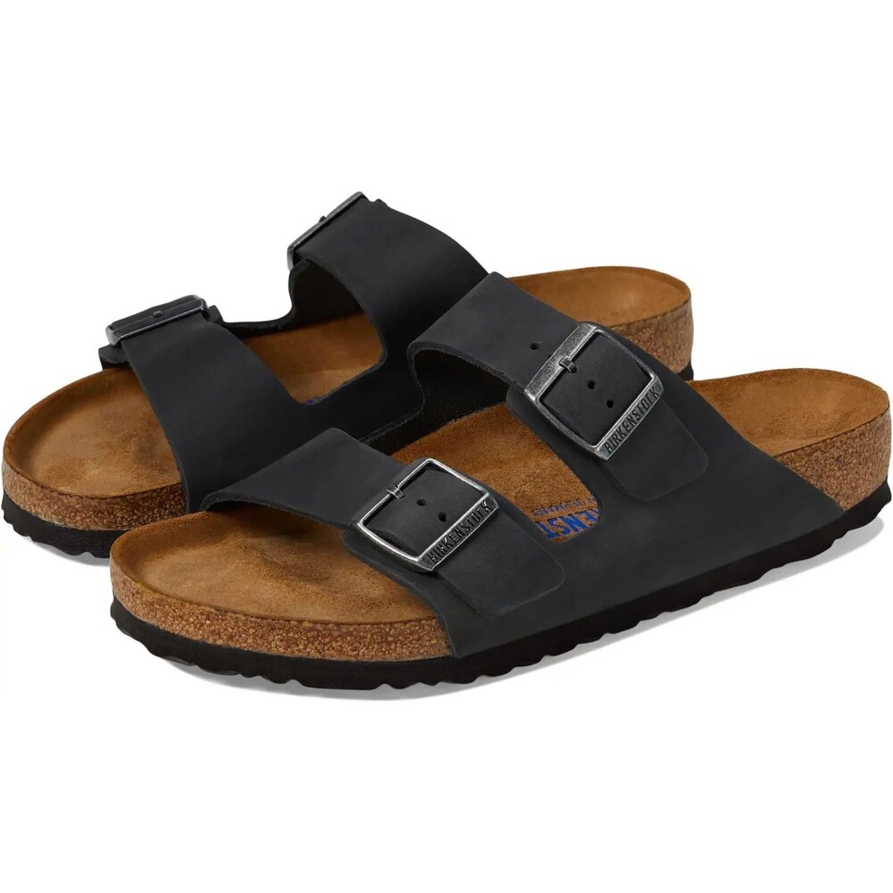 BIRKENSTOCK MEN'S ARIZONA BS OILED LEATHER SANDALS BLACK US 12 EU 45 REGULAR